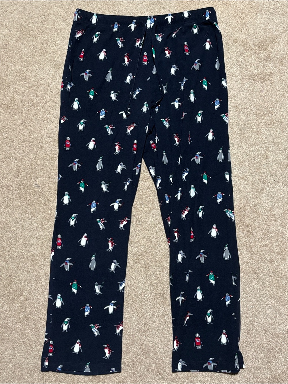 Navy Penguin Print Pajama Pants